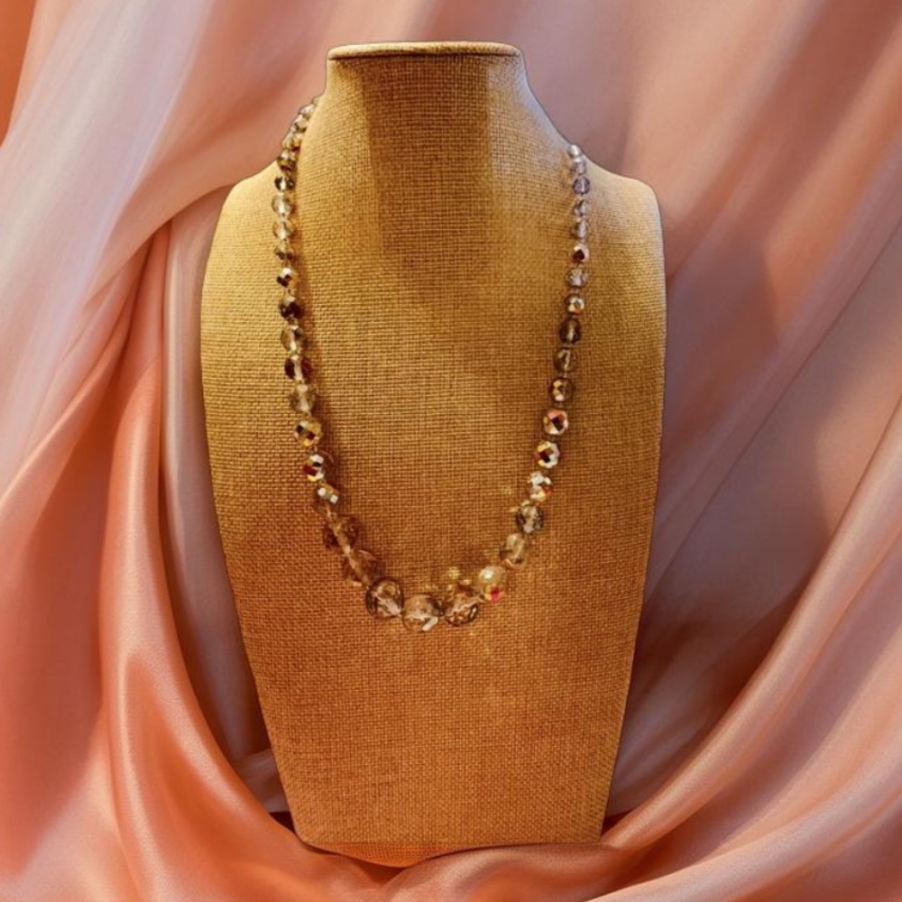 Vintage Crystal Beaded Necklace Vintage AB NECKLACE